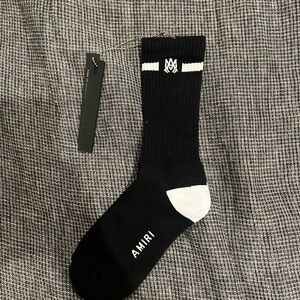 Black & White Striped MA Logo Socks